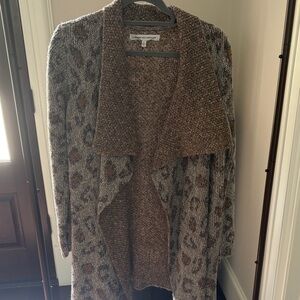 cupcakes & cashmere Brown and Gray Patterned Cardigan